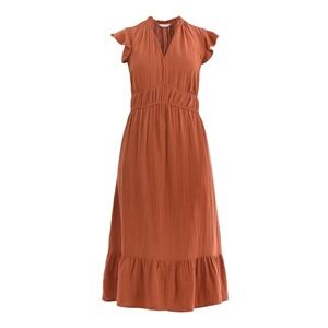Time and Tru Women Large Cotton Midi Dress flutter sleeves Rusty Orange New